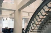 Banking Offices interior hallway and staircase