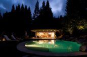 Clarke Residence pool and yard at night